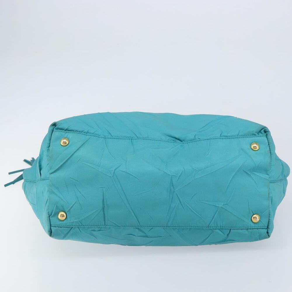 PRADA Hand Bag Nylon Light Blue Gold Auth ka1374 - Picture 5 of 16